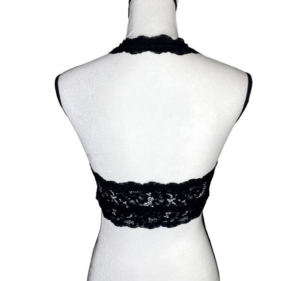 DOBREVA Padded Floral Halter Lace Wireless Bralette Black Large Intimates Bra - Picture 11 of 11